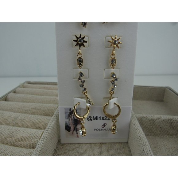 NEW WITH TAGS EXPRESS SET OF 5 SHINY GOLD EARRING SET - Picture 4 of 4